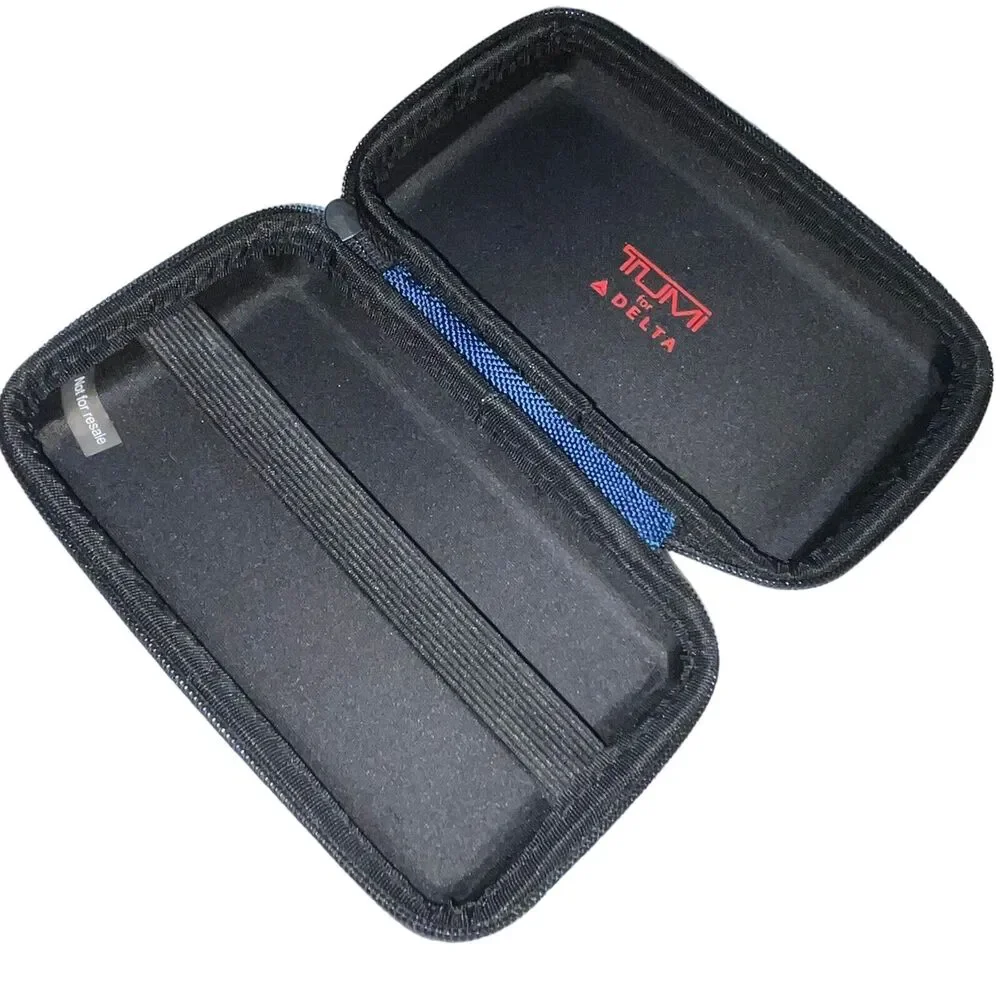 Tumi for Delta First Class Amenity Travel Hard Case Only Blue Zip Around Holiday
